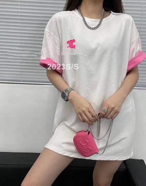 Celine Women's Contrasting Short Sleeve T-Shirt C88103 - S - View 1
