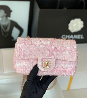 Chanel 1116 Chanel Flap bag Woolen A69900 Pink - Default Title - View 1