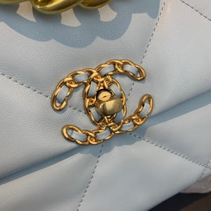 Chanel 19 Large Handbag Lambskin Gold AS1161 Light Blue - Default Title - View 6