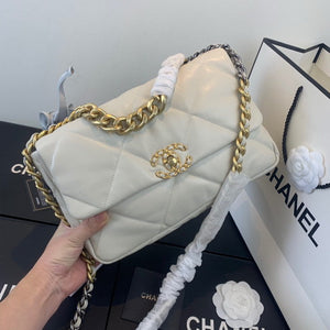 Chanel 19 Large Handbag Lambskin Gold AS1161 Beige - Default Title - View 1