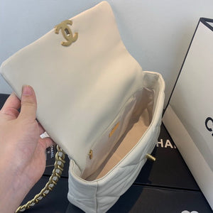 Chanel 19 Large Handbag Lambskin Gold AS1161 Beige - Default Title - View 7