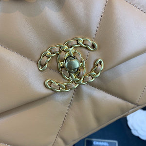 Chanel 19 Large Handbag Lambskin Gold AS1161 Tan - Default Title - View 6