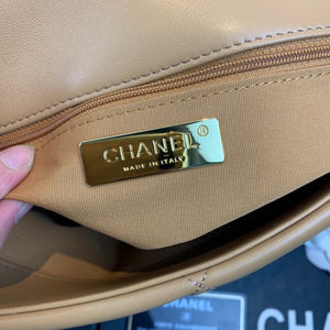 Chanel 19 Large Handbag Lambskin Gold AS1161 Tan - Default Title - View 8