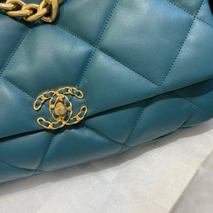 Chanel 19 Maxi Handbag Lambskin Gold AS1162 Lake Blue - Default Title - View 2