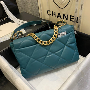 Chanel 19 Maxi Handbag Lambskin Gold AS1162 Lake Blue - Default Title - View 4