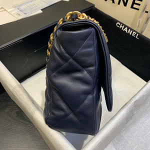 Chanel 19 Maxi Handbag Lambskin Gold AS1162 Navy Blue - Default Title - View 5