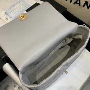 Chanel 19 Maxi Handbag Lambskin Gold AS1162 Grey - Default Title - View 7