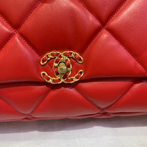Chanel 19 Maxi Handbag Lambskin Gold AS1162 Red - Default Title - View 2