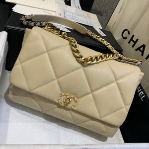 Chanel 19 Maxi Handbag Lambskin Gold AS1162 Apricot - Default Title - View 1