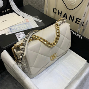 Chanel 19 Maxi Handbag Lambskin Gold AS1162 Beige - Default Title - View 3
