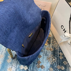 Chanel 19 Maxi Handbag Lambskin Gold AS1162 Navy Blue - Default Title - View 7