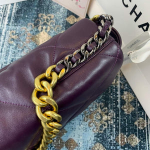 Chanel 19 Maxi Handbag Lambskin Gold AS1162 Dark Purple - Default Title - View 5