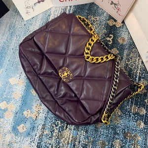Chanel 19 Maxi Handbag Lambskin Gold AS1162 Dark Purple - Default Title - View 6