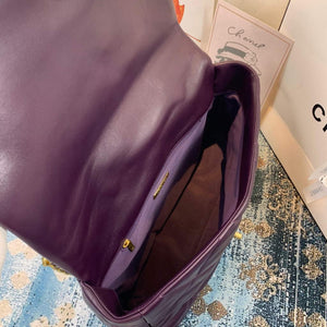 Chanel 19 Maxi Handbag Lambskin Gold AS1162 Dark Purple - Default Title - View 7