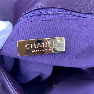 Chanel 19 Maxi Handbag Lambskin Gold AS1162 Dark Purple - Default Title - View 8