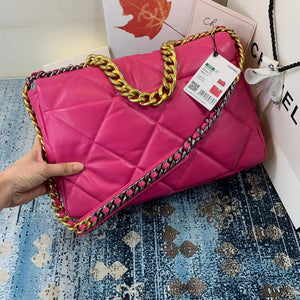 Chanel 19 Maxi Handbag Lambskin Gold AS1162 Plum - Default Title - View 3