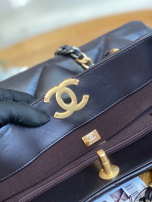 Chanel 19 Shopping Bag Shiny Lambskin AS3660 Gold-Tone Silver-Tone & Ruthenium-Finish Metal Dark Brown - Default Title - View 8