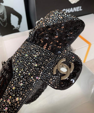 Chanel 2022 CF Flap Rhinestone Limited Edition Bag Sequins Black - Default Title - View 4