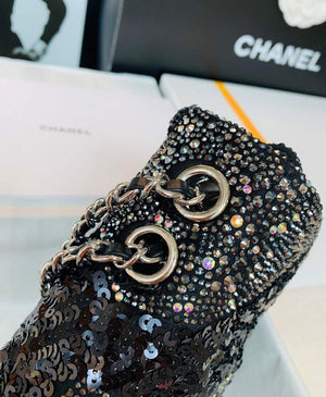 Chanel 2022 CF Flap Rhinestone Limited Edition Bag Sequins Black - Default Title - View 6