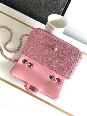 Chanel 20cm Flap Handbag Rhinestones 23S CF Limited Edition Pink - Default Title - View 2
