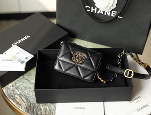 Chanel 21AW Chanel Mini 19 Flap bag Coin Purse With Chain Lambskin Black - Default Title - View 1