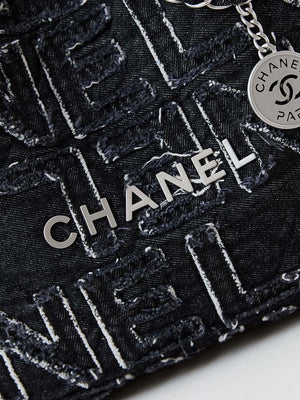 Chanel 22 AS3260 Small Handbag 24A Black Denim embroidered & Silver-Tone Metal - Default Title - View 2