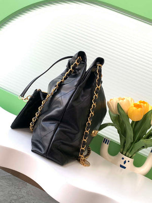 Chanel 22 AS3260 Small Handbag 24K Shiny Calfskin Black - Default Title - View 2