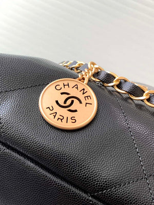 Chanel 22 AS3260 Small Handbag 24K Shiny Calfskin Black - Default Title - View 5