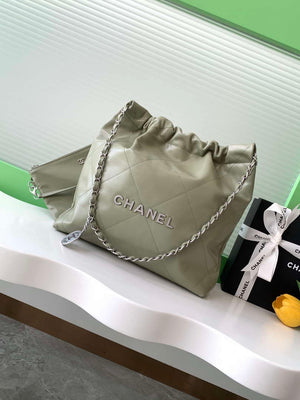 Chanel 22 AS3260 Small Handbag 25C Shiny Calfskin Light Green - Default Title - View 1