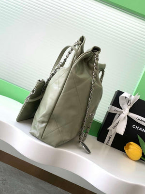 Chanel 22 AS3260 Small Handbag 25C Shiny Calfskin Light Green - Default Title - View 2