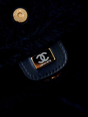 Chanel 22 AS3260 Small Handbag Black Calfskin wiht Black wool Gold - Default Title - View 6