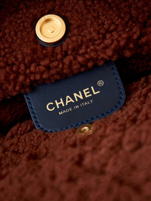 Chanel 22 AS3260 Small Handbag Black Calfskin wiht Brown wool Gold - Default Title - View 7