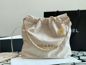 Chanel 22 AS3260 Small Handbag Shiny Calfskin Apricot - Default Title - View 2