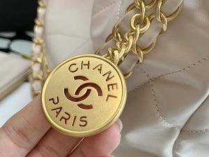 Chanel 22 AS3260 Small Handbag Shiny Calfskin Apricot - Default Title - View 3
