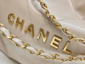 Chanel 22 AS3260 Small Handbag Shiny Calfskin Apricot - Default Title - View 4