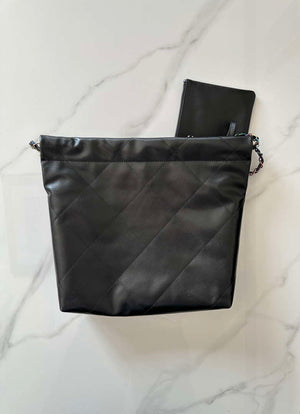Chanel 22 AS3260 Small Handbag Shiny Calfskin Black Symphony Hardware - Default Title - View 3