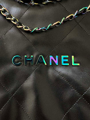 Chanel 22 AS3260 Small Handbag Shiny Calfskin Black Symphony Hardware - Default Title - View 4