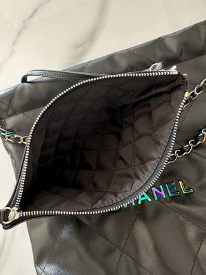 Chanel 22 AS3260 Small Handbag Shiny Calfskin Black Symphony Hardware - Default Title - View 6