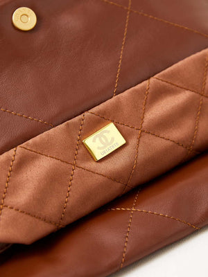Chanel 22 AS3260 Small Handbag Shiny Calfskin Brown Gold - Default Title - View 9