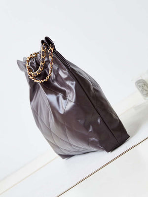Chanel 22 AS3260 Small Handbag Shiny Calfskin Dark Brown - Default Title - View 4