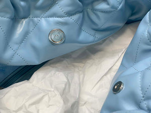 Chanel 22 AS3260 Small Handbag Shiny Calfskin Light Blue Silver - Default Title - View 9