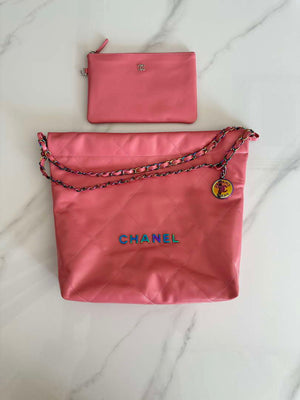 Chanel 22 AS3260 Small Handbag Shiny Calfskin Pink Symphony Hardware - Default Title - View 1