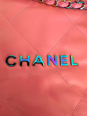 Chanel 22 AS3260 Small Handbag Shiny Calfskin Pink Symphony Hardware - Default Title - View 3