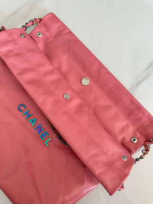 Chanel 22 AS3260 Small Handbag Shiny Calfskin Pink Symphony Hardware - Default Title - View 5