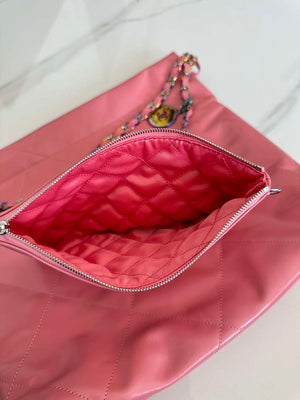 Chanel 22 AS3260 Small Handbag Shiny Calfskin Pink Symphony Hardware - Default Title - View 7