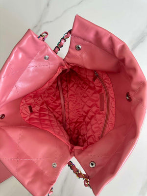 Chanel 22 AS3260 Small Handbag Shiny Calfskin Pink Symphony Hardware - Default Title - View 8