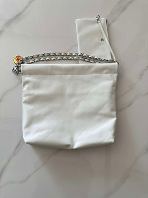 Chanel 22 AS3260 Small Handbag Shiny Calfskin White Symphony Hardware - Default Title - View 2
