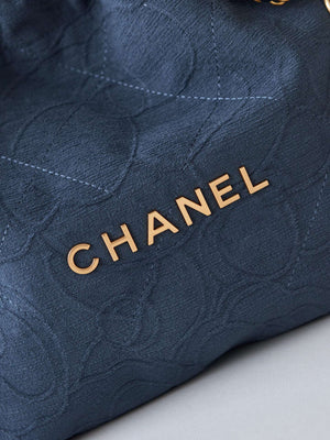 Chanel 22 AS3260 Small Handbag Velvet Navy Blue Gold - Default Title - View 2