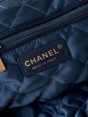 Chanel 22 AS3260 Small Handbag Velvet Navy Blue Gold - Default Title - View 8