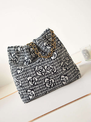 Chanel 22 AS3260 Small Handbag Velvet White &Black Gold - Default Title - View 5